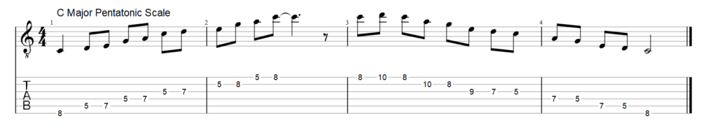 guitar tab major pentatonic scale