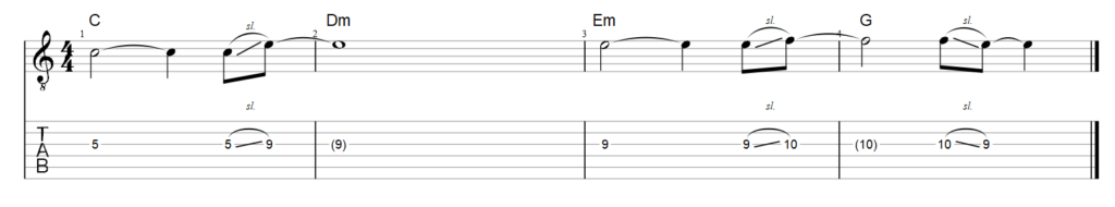guitar tab solo with few notes